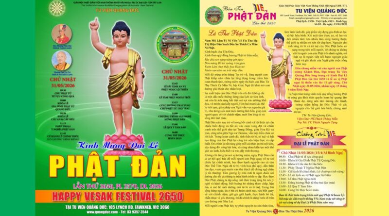 Đại Lễ Phật Đản lần thứ 2650 (Chủ Nhật 31/5) tại Tu Viện Quảng Đức, Melbourne