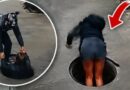 VIDEO: Cô gái ‘biến mất’ dưới lòng đường sau khi giẫm vào nắp hố ga