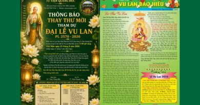 Thông Báo thay Thư Mời tham dự Đại Lễ Vu Lan PL 2570 tại Tu Viện Quảng Đức Thông Báo thay Thư Mời tham dự Đại Lễ Vu Lan PL 2570 tại Tu Viện Quảng Đức