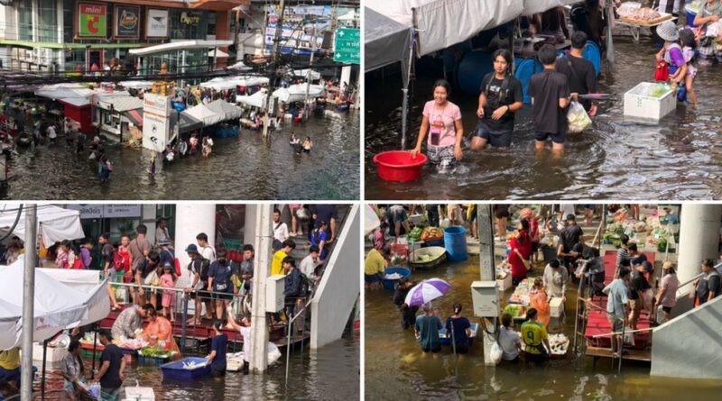 “Chợ nổi” xuất hiện giữa thủ đô Bangkok trong đợt ngập lụt