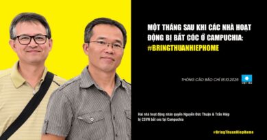 Thông cáo báo chí: Một tháng sau khi các nhà hoạt động bị bắt cóc ở Campuchia: #BringThuanHiepHome